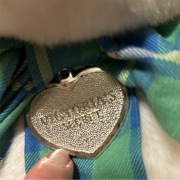 Victoria Secret 1992 Vintage White Teddy Bear with Plaid Bow - Picture 2 of 4